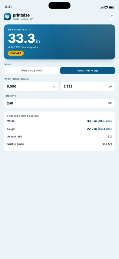 PrintSize: DPI Calculator screenshot 2