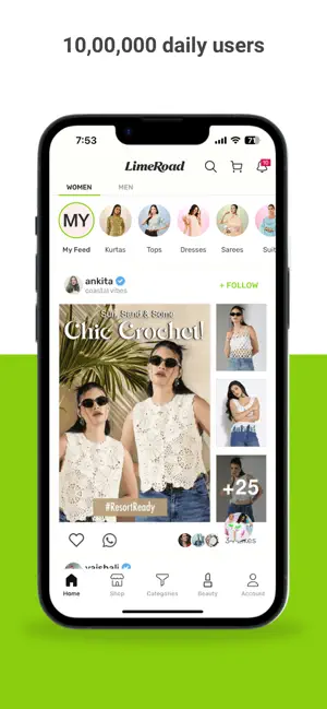 LimeRoad Online Shopping App iPhone screenshot 1
