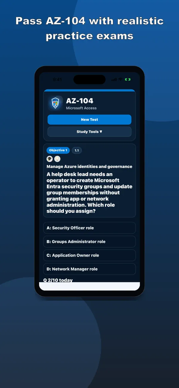 Screenshot #1 pour AZ-104 Practice Test
