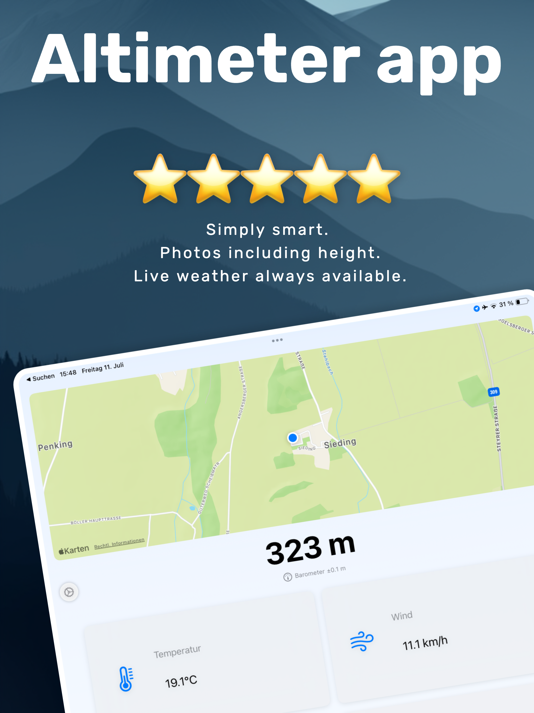 Altimeter Photo, GPS & Compass