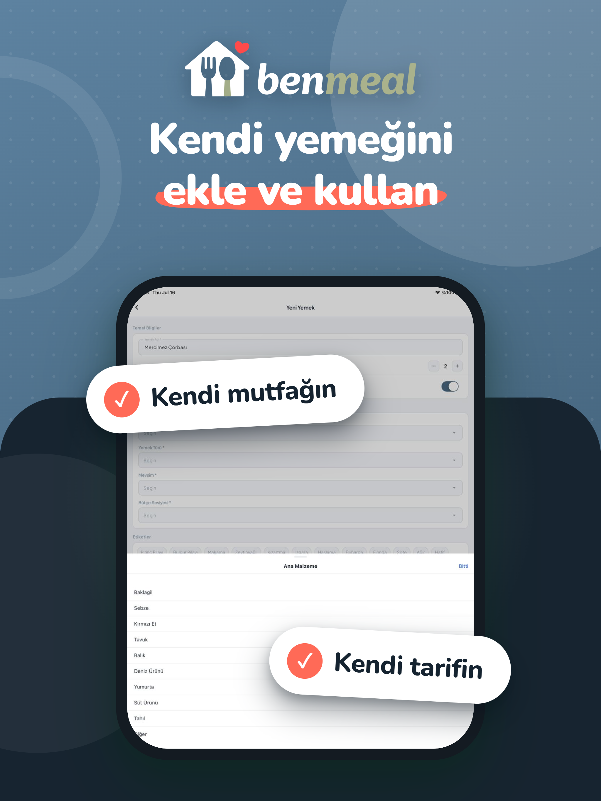 BenMeal: Yemek Planlayıcı screenshot 11