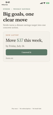 Stride: Weekly Savings Goals iPhone screenshot