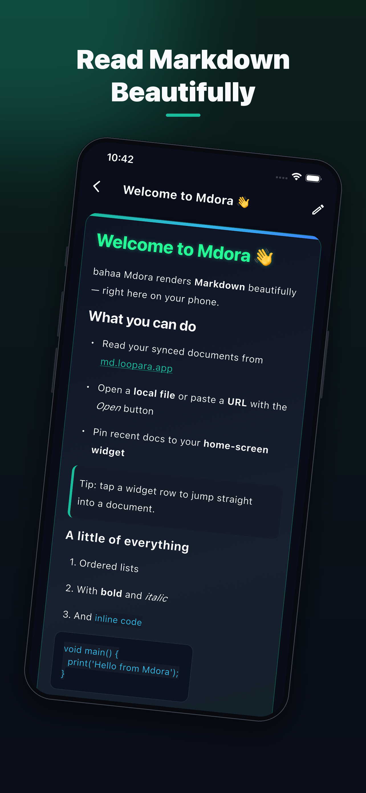 Mdora: Markdown Reader