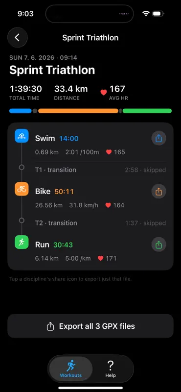TriExport - Triathlon Splits screenshot 3 of 4