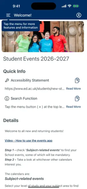 University of Edinburgh Events screenshot 2
