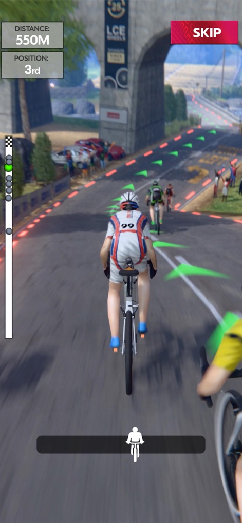 Road Cycling: World Tour Race - Explore the game's rich environments, featuring a detailed archway structure and lively spectator-filled background.