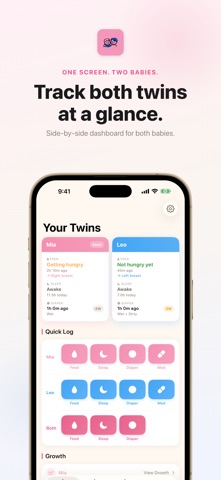 Twin Baby Feed Tracker - Twin iPhone screenshot
