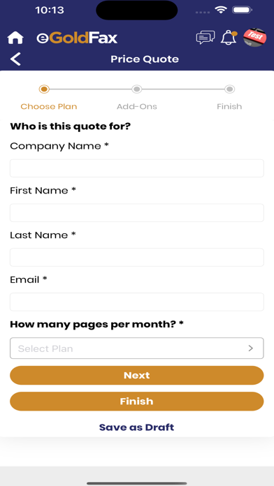 eGoldFax Reseller Connect App Screenshot