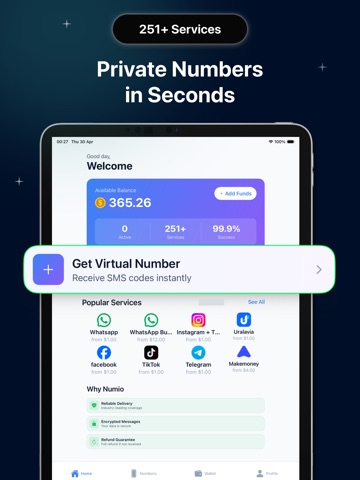 GetCode: Virtual SMS Number iPad screenshot