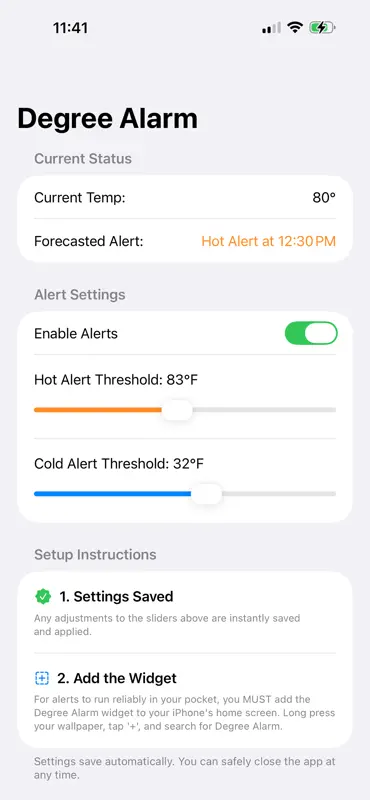 Degree Alarm screenshot 1 of 3