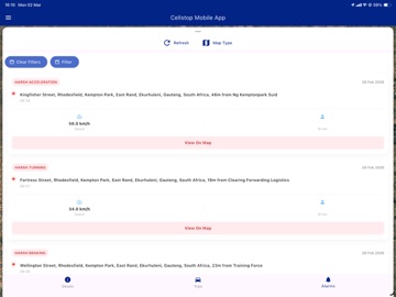 Cellstop Tracking Mobile App iPad screenshot