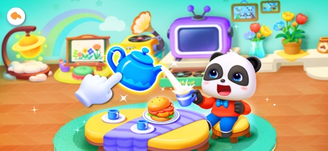 Baby Panda's House Games - Explore Kiki's inviting house, where players can enjoy interactive mealtime role-play with Kiki and discover charming decorative elements.