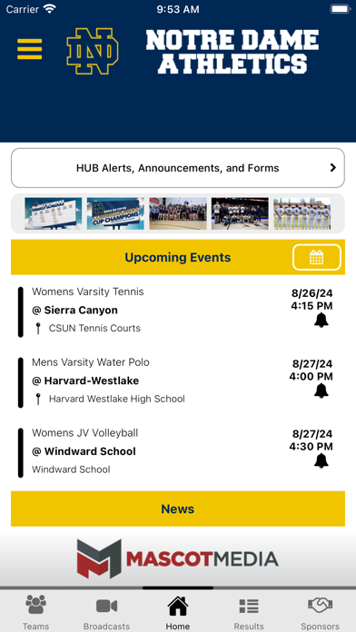 Notre Dame Knights Athletics Screenshot