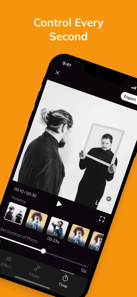 Lymo effects and filters screen for stylizing slideshow photos and videos