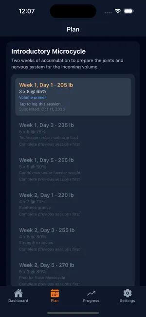 Smolov Squat Tracker screenshot 2