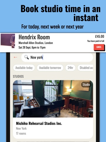Jammed - Studio Booking iPad screenshot
