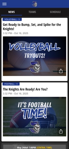 HCA Knights Athletics iPhone screenshot