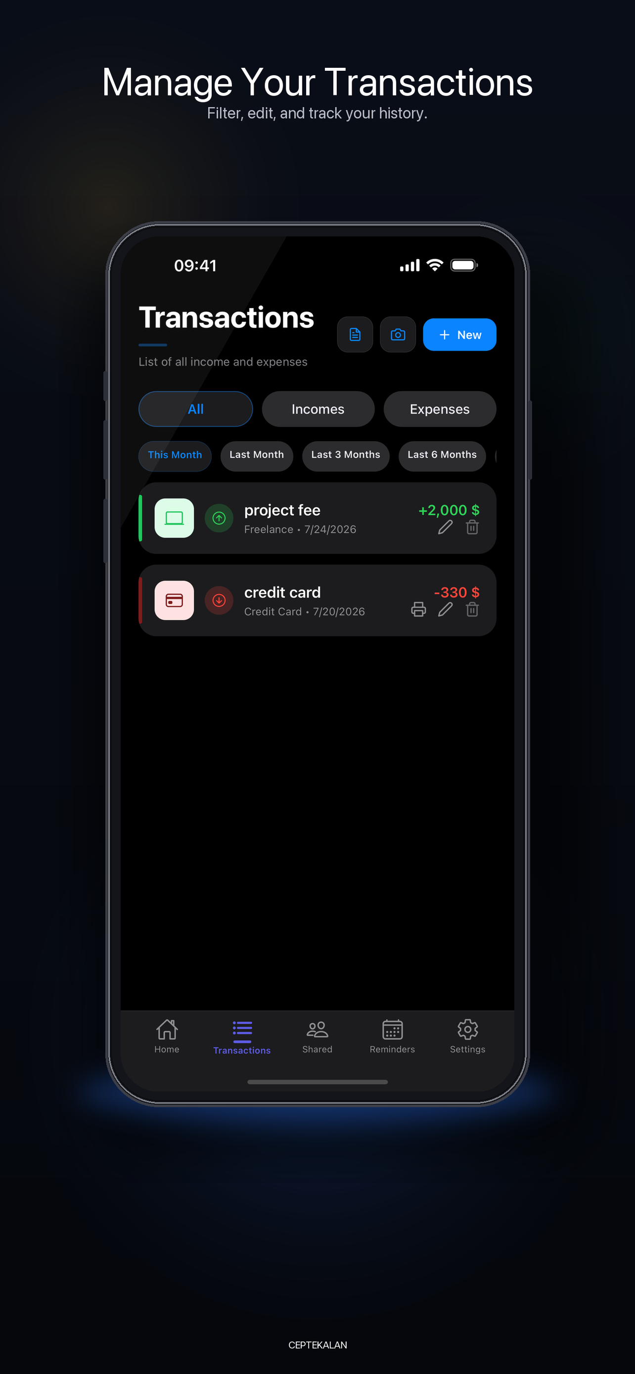CepteKalan - Expense Tracker screenshot 2