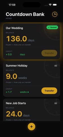 Countdown Bank iPhone screenshot
