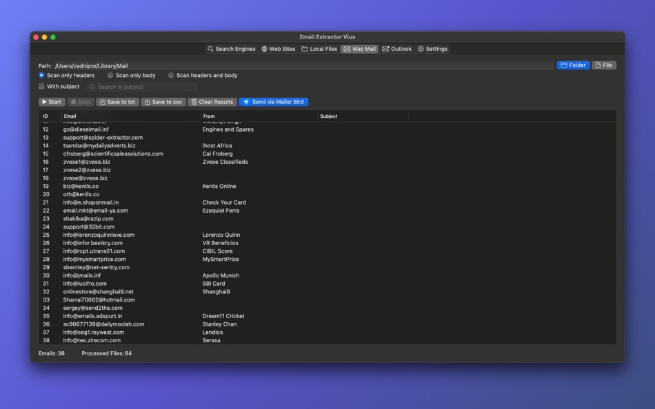 #6. Email Extractor Vius (macOS) 作者: Igor Uscov