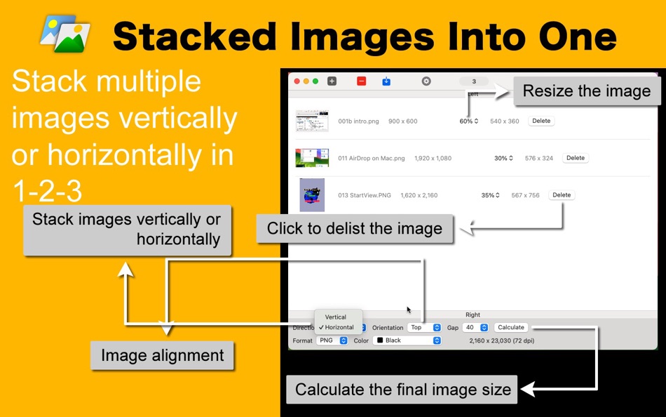 #2. Stacked Images Into One (macOS) De: Tomoyuki Okawa