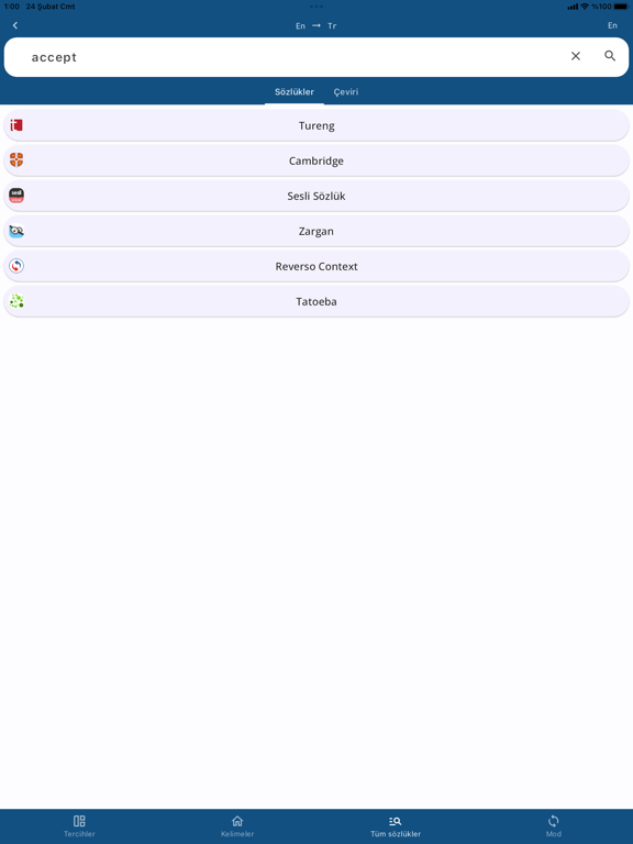 Turkish English Dictionary - iPad screenshot 4 - Reference app