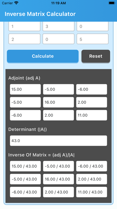 Screenshot 3 of Inverse Matrix Calculator App