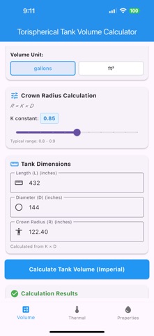 Torispherical Tank Calculator screenshot