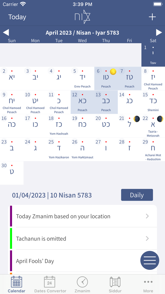 #1. Hebrew Calendar - הלוח העברי (iOS) By: iEnd Software Development LTD