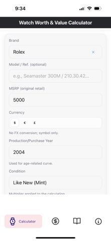 Watch Worth & Value Calculator iPhone screenshot