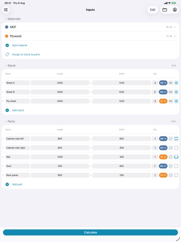 Cutlist Optimizer 4 / SmartCut iPad screenshot