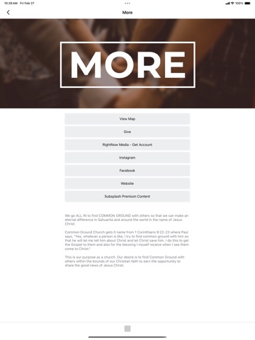 Common Ground Church Sahuarita iPad screenshot