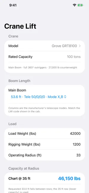 Rigging Calculator: Crane Lift screenshot 3