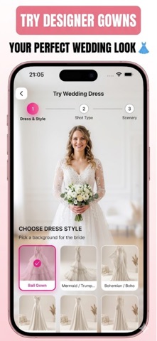 Wedding Dress Try On: Bride AI iPhone screenshot