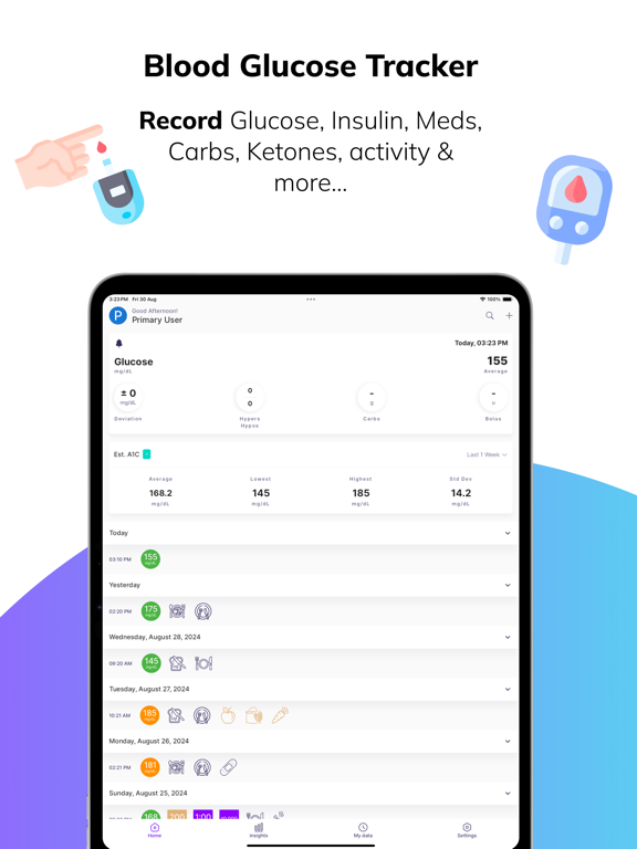 Glucose Blood Sugar Tracker iPad screenshot 1 - Medical app