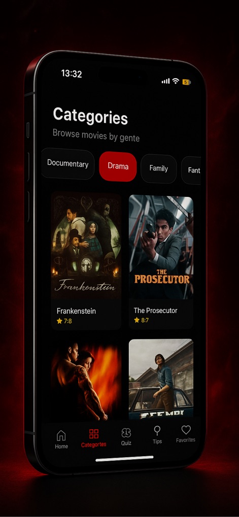 PobreFlix : Lookmovie & TV - Os usuários podem explorar uma vasta biblioteca de filmes por meio de abas de gêneros como "Drama" e "Documentary", organizadas em um layout de grade intuitivo.