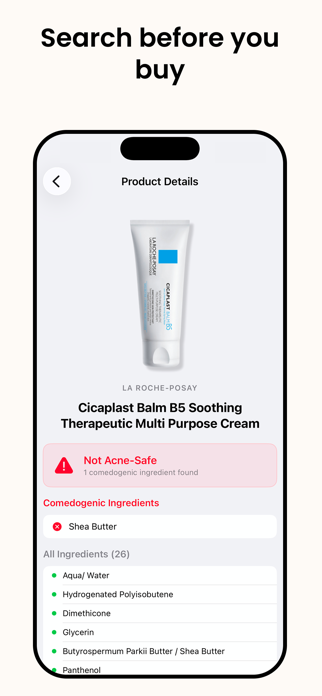 Acne Safe: Ingredient Scanner Screenshot 2 of 4