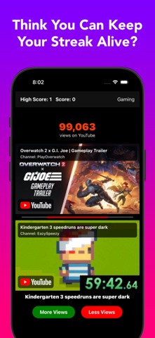 Video Views Higher Lower Game iPhone screenshot