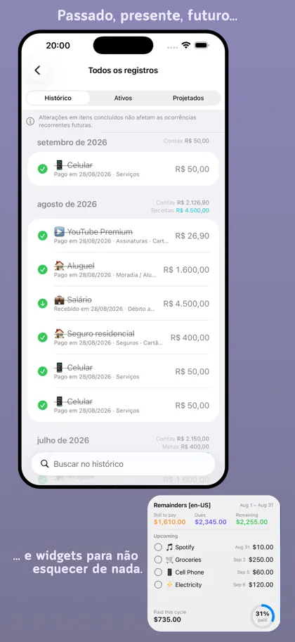 Captura de tela 5 de 6 de Remainders: Contas e Gastos
