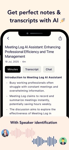 Meeting Log: AI Voice Notes iPhone screenshot
