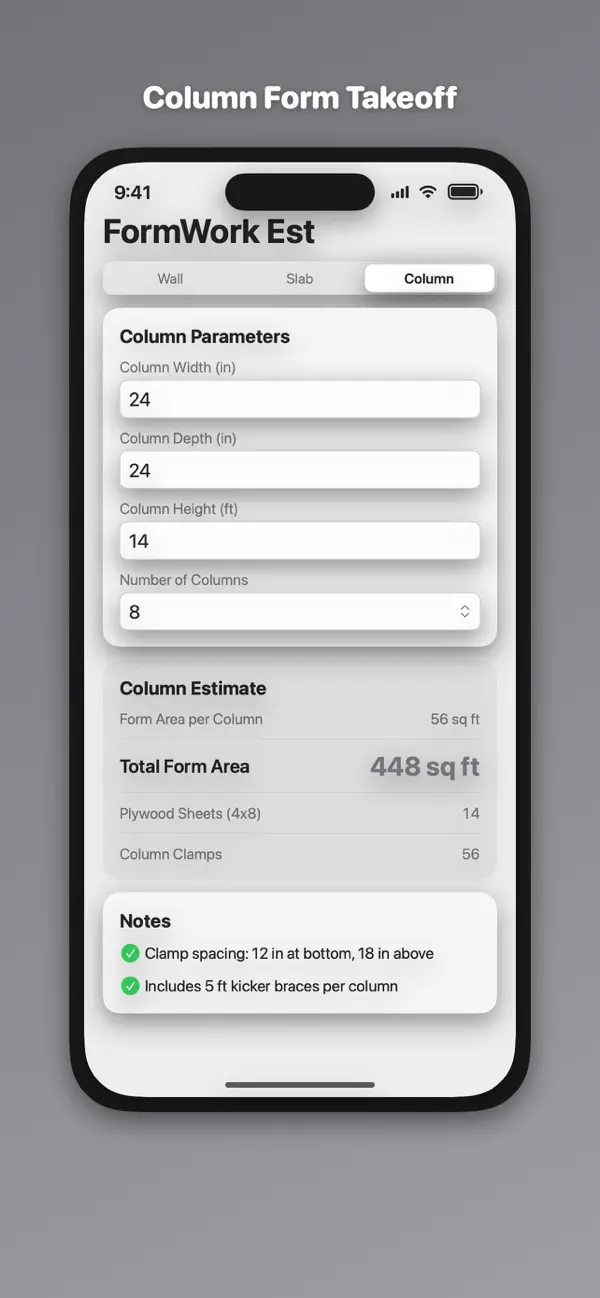 Screenshot #3 pour Concrete Formwork Estimator