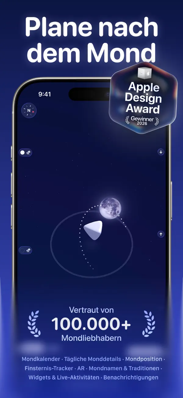 Moonlitt: Mond/Moon Tracker iPhone App Screenshot 1 – Wetter