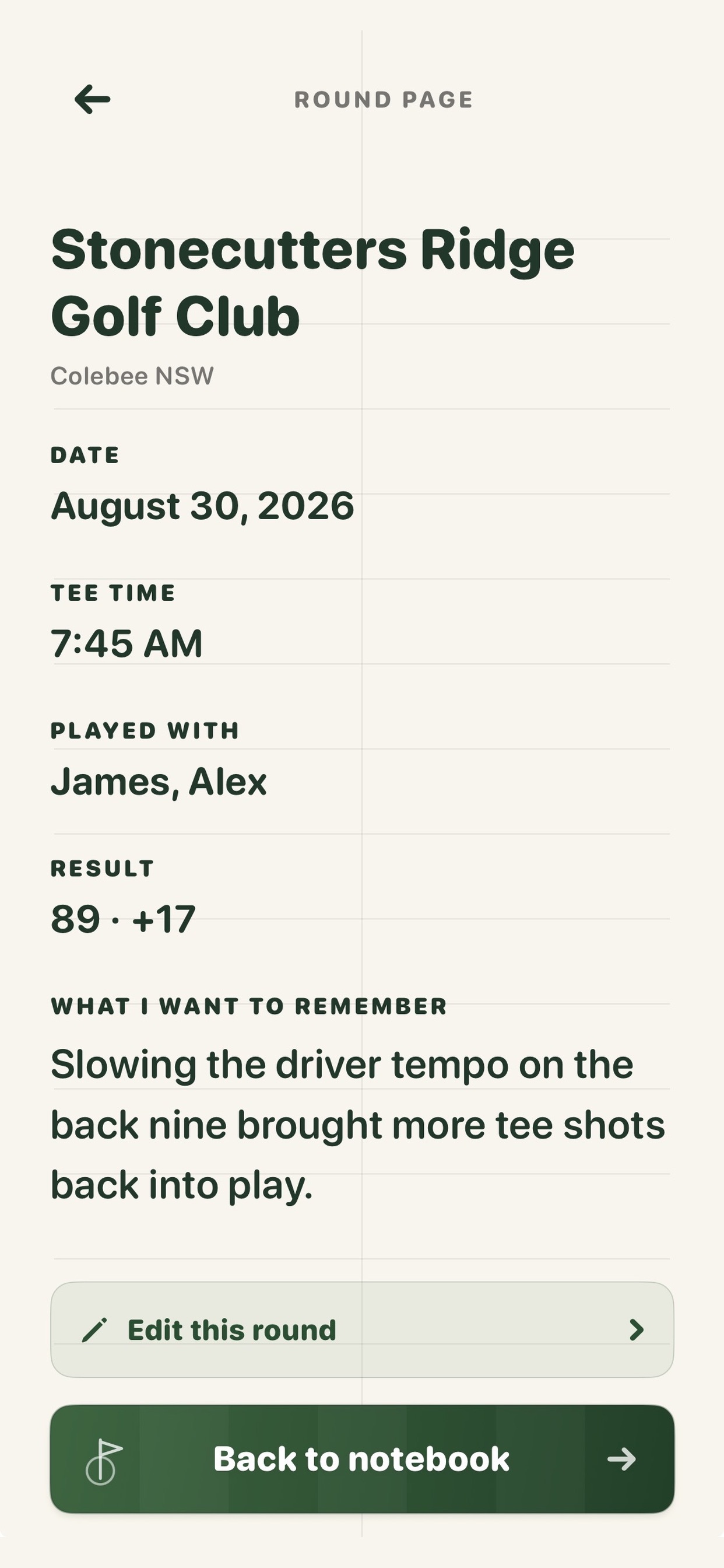 Screenshot 5 of SKALA Golf Notebook