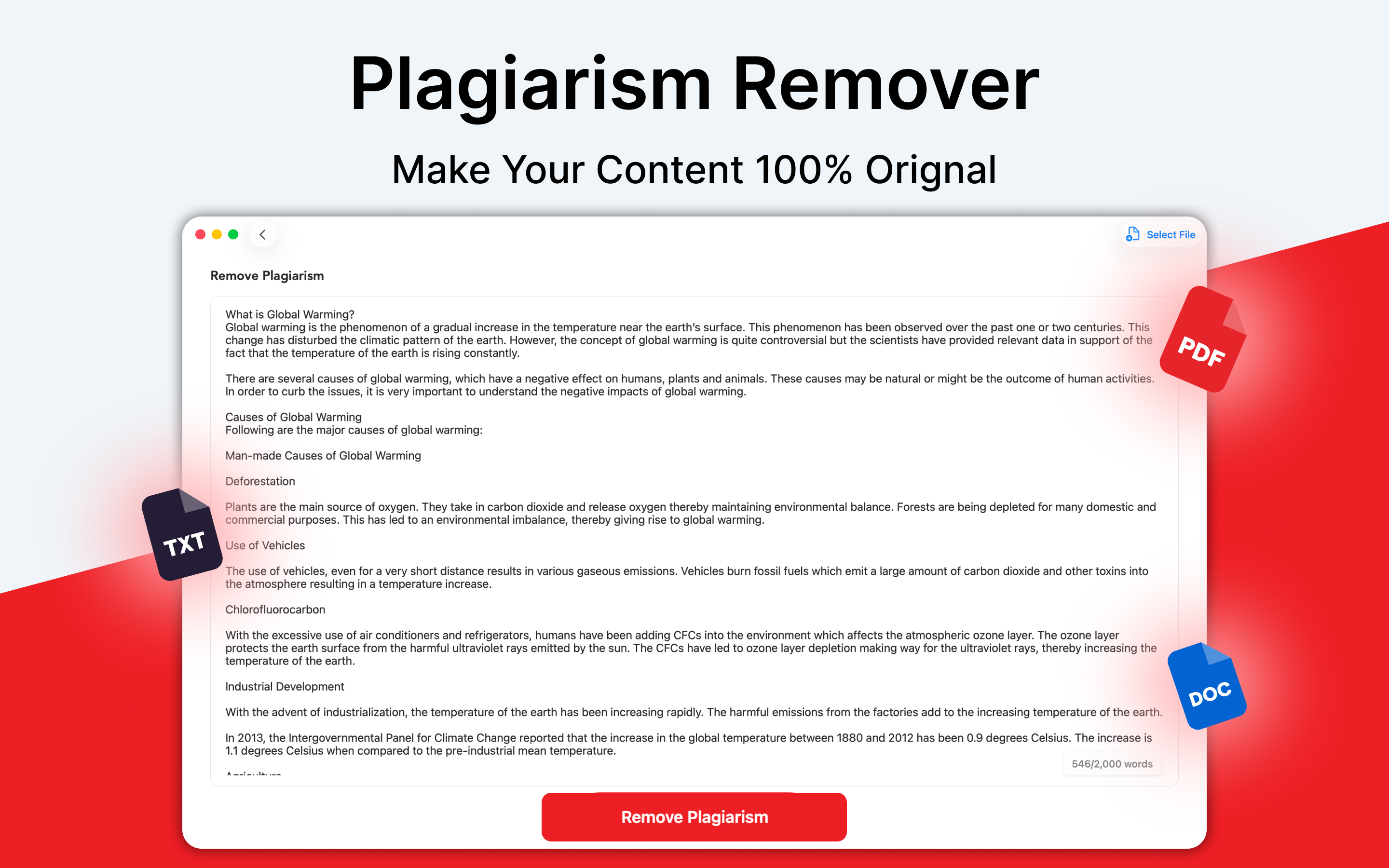 Plagiarism: Checker & Remover