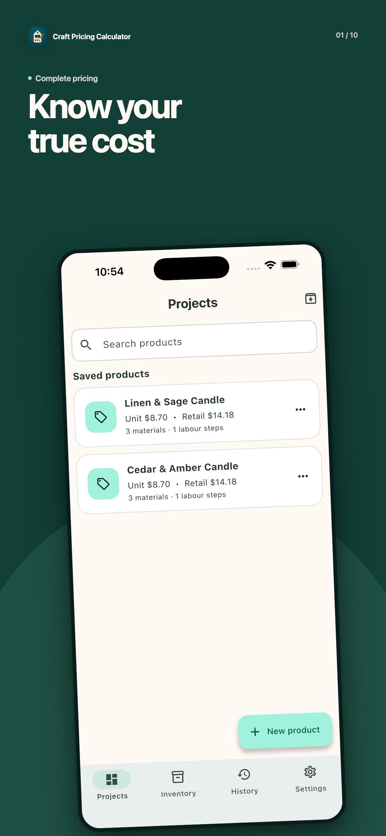 Screenshot 1 of Craft Pricing Calculator App