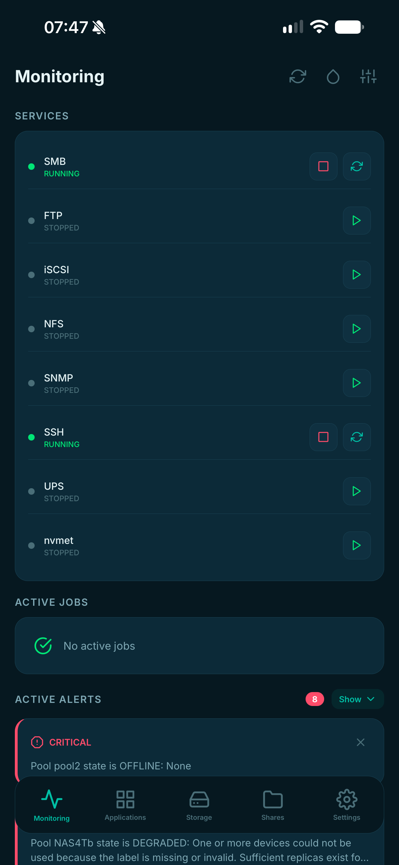 Dashboard for TrueNAS screenshot 4