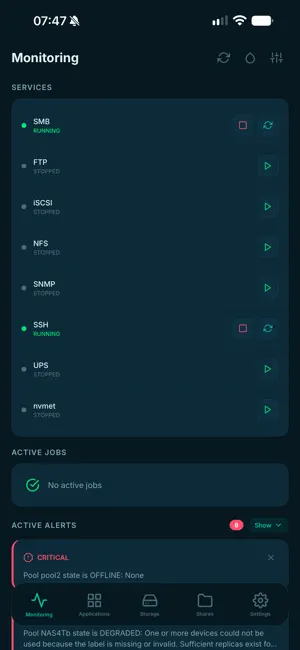 Dashboard for TrueNAS screenshot 4