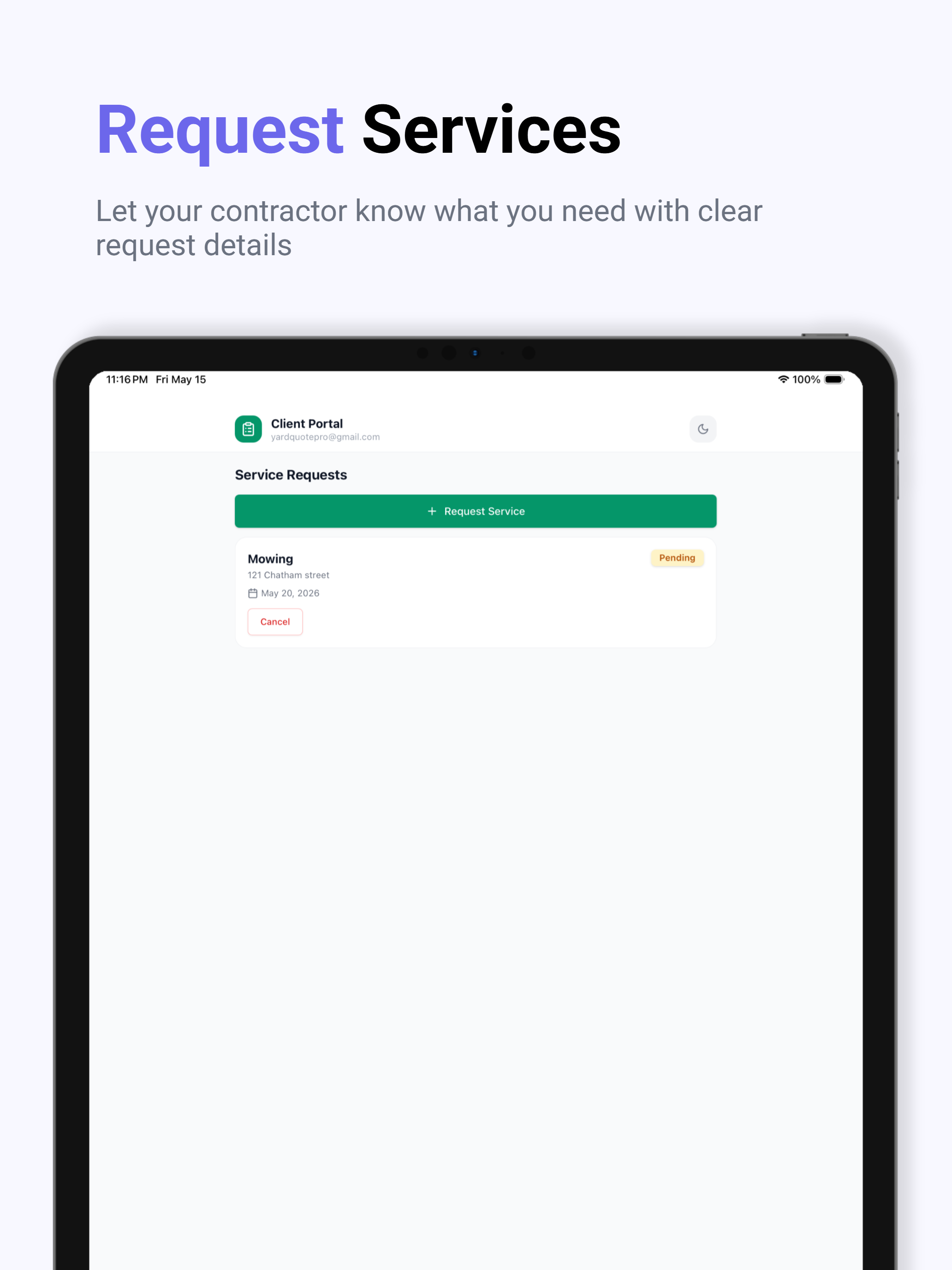 YardQuote Portal: Client Hub
