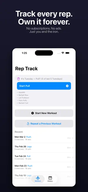 Rep Track - Workout Tracker screenshot 1