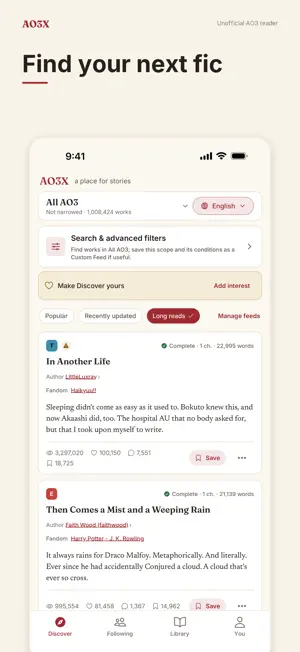 AO3X: AO3 Unofficial Reader screenshot 1